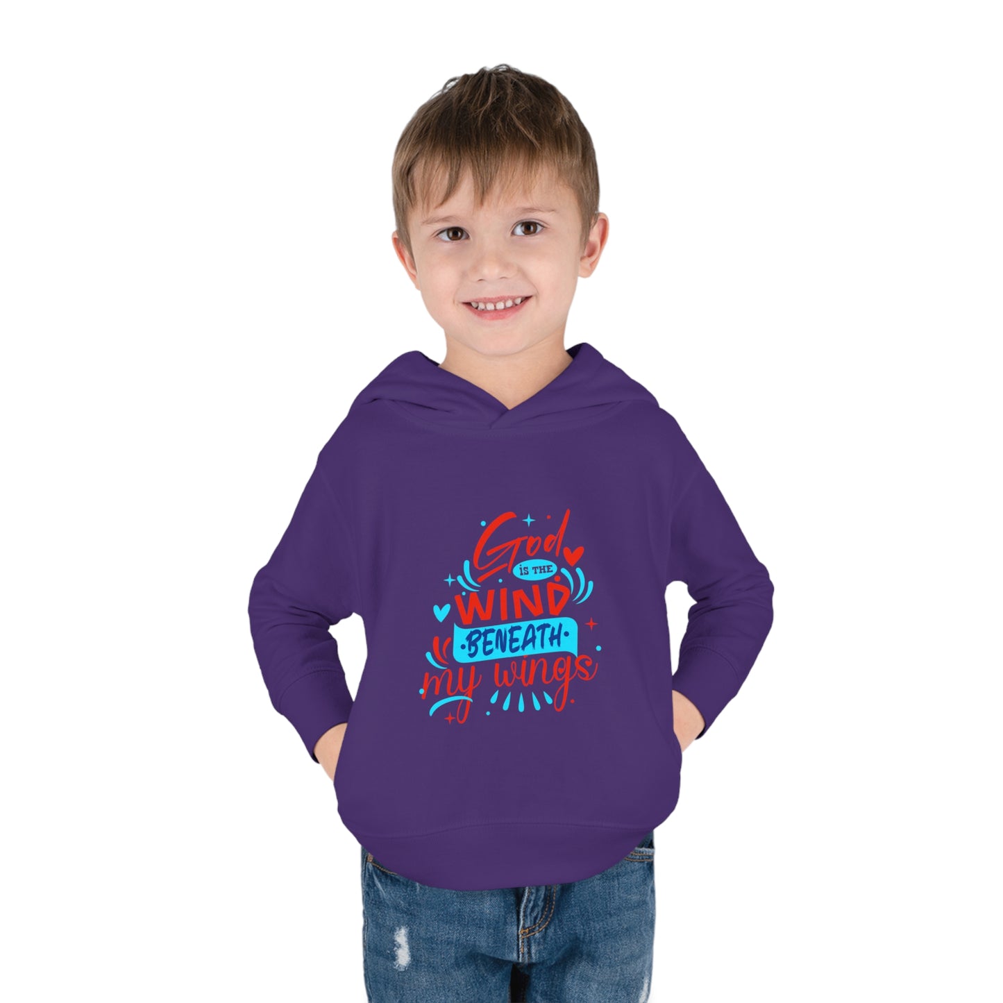 God Is The Wind Beneath My Wings Toddler Pullover Fleece Hoodie Printify