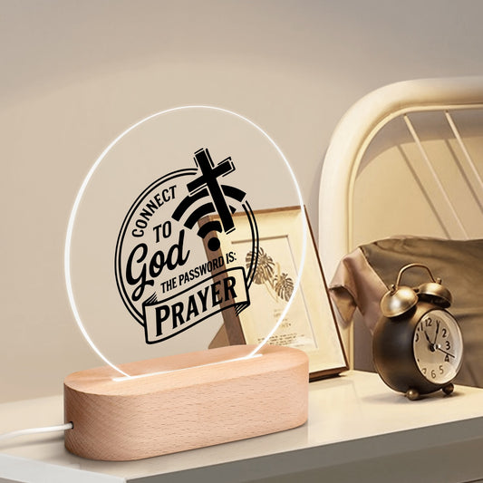 Connect To God  Christian Acrylic Round Lamp Night Light Home Decor