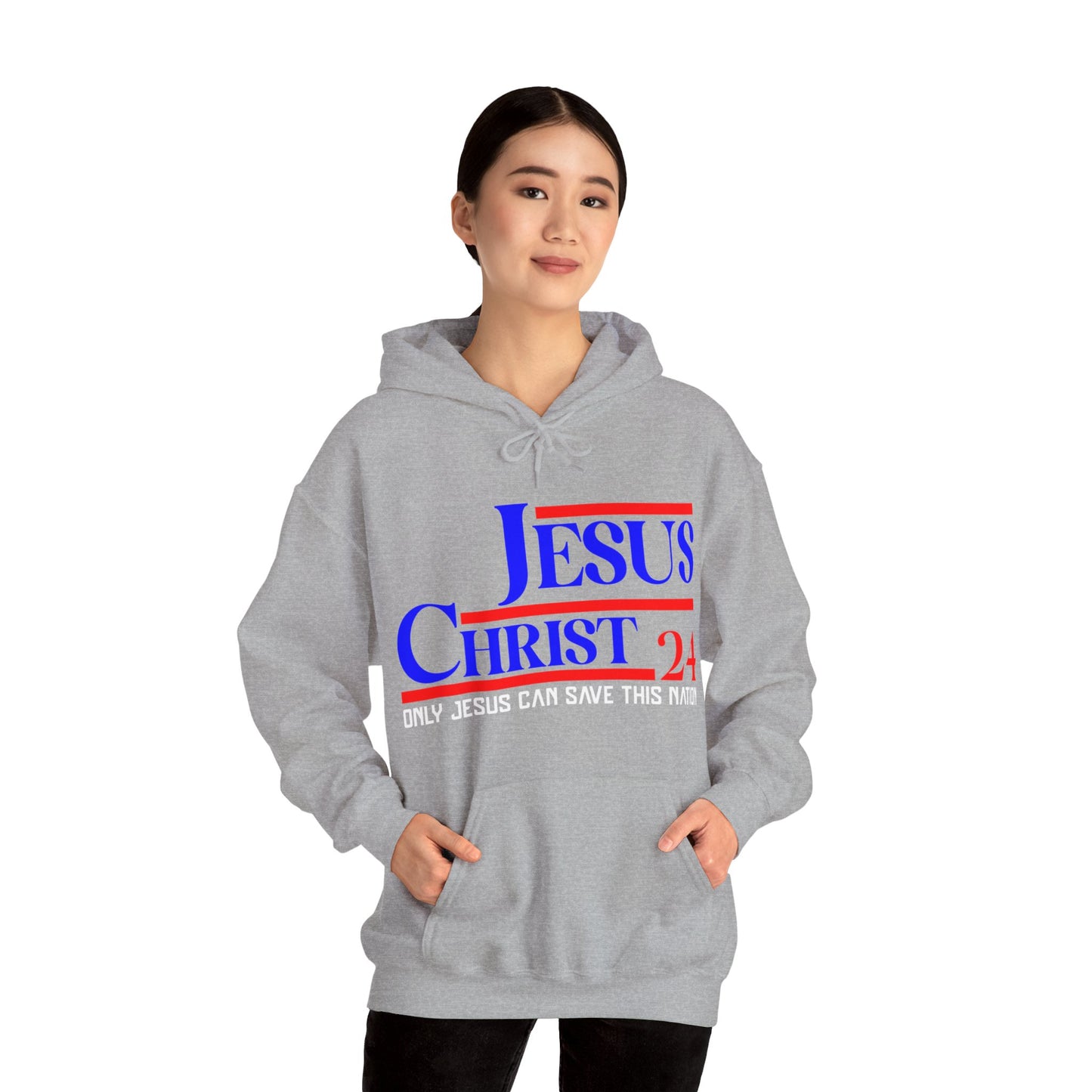 Jesus Christ 2024 Only Jesus Can Save This Nation Election Year Unisex Christian Hooded Pullover Sweatshirt