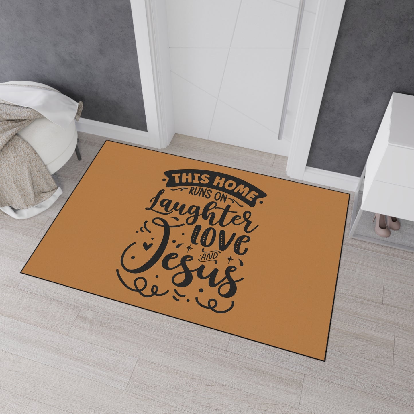 Christian Heavy Duty Floor Mat, This Home Runs On Jesus Home Decor, Religious Entryway Rug, Scripture Welcome Mat, Inspirational