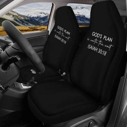 His Plan Is Worth The Wait Christian Lightweight Car Seat Cover Set (set of 4)