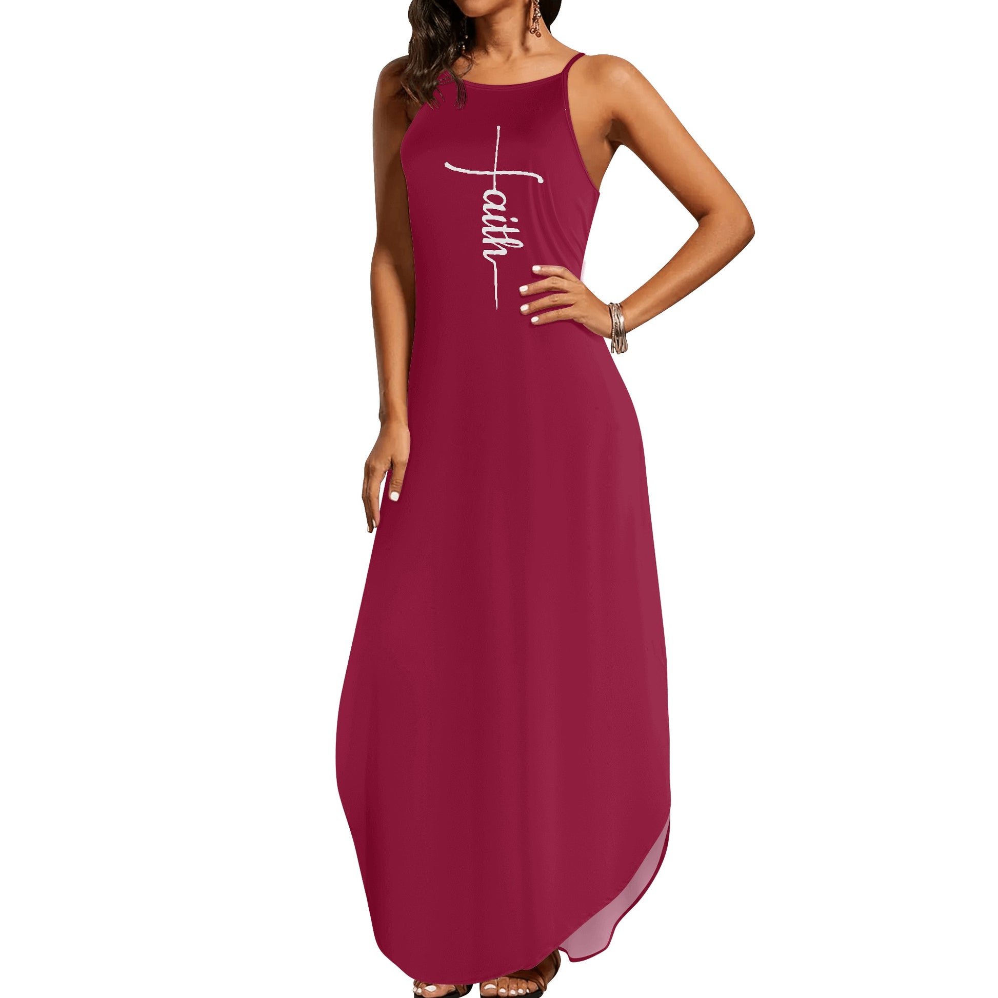 Faith Womens Christian Elegant Sleeveless Summer Maxi Dress M Faith Womens Christian Elegant Sleeveless Summer Maxi Dress M