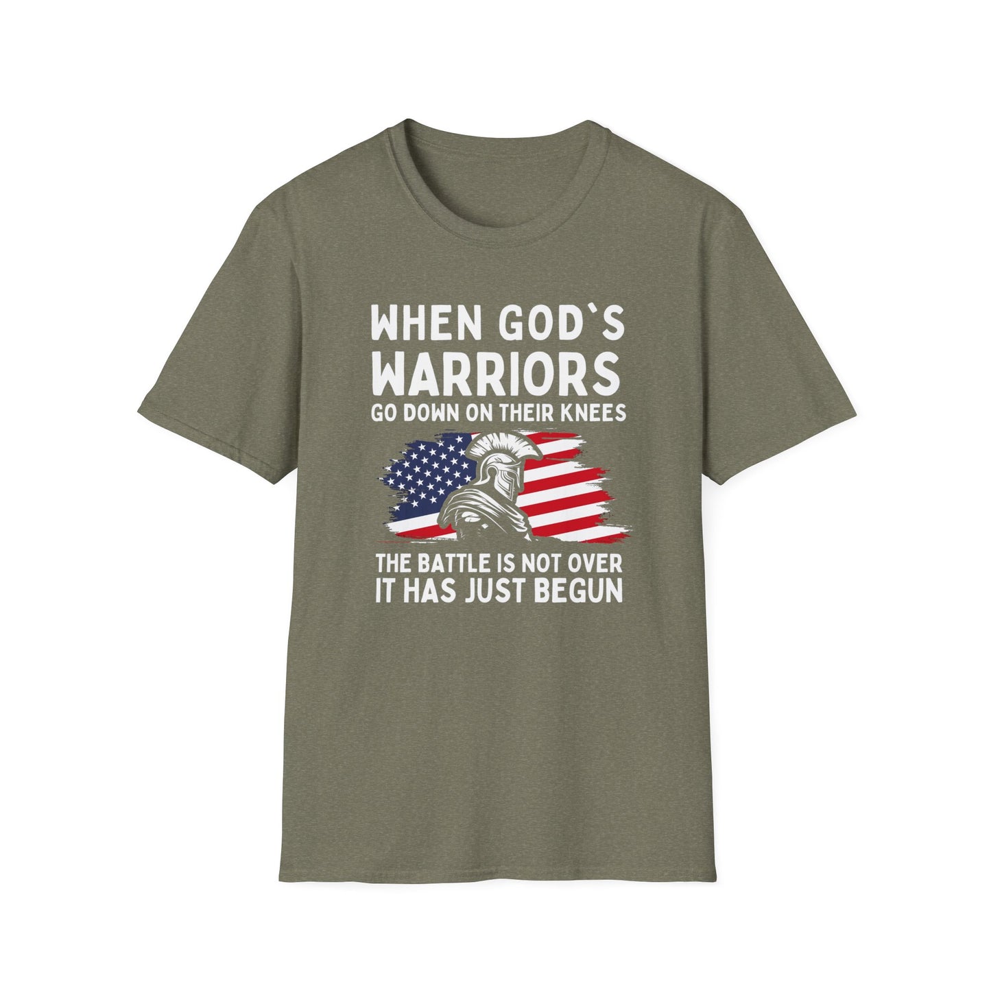 When God's Warriors Go Down On Their Knees The Battle Is Not Over Patriotic American Flag Christian Unisex T-shirt