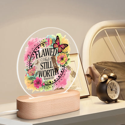 Flawed But Still Worthy Christian Acrylic Round Lamp Night Light Home Decor