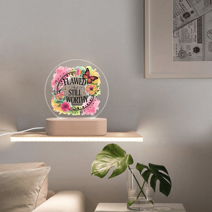 Flawed But Still Worthy Christian Acrylic Round Lamp Night Light Home Decor