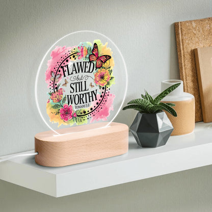 Flawed But Still Worthy Christian Acrylic Round Lamp Night Light Home Decor