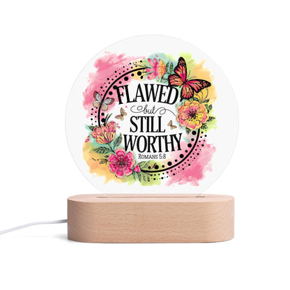 Flawed But Still Worthy Christian Acrylic Round Lamp Night Light Home Decor