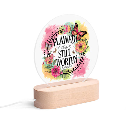 Flawed But Still Worthy Christian Acrylic Round Lamp Night Light Home Decor