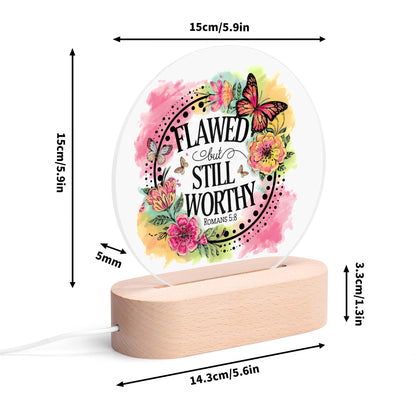 Flawed But Still Worthy Christian Acrylic Round Lamp Night Light Home Decor