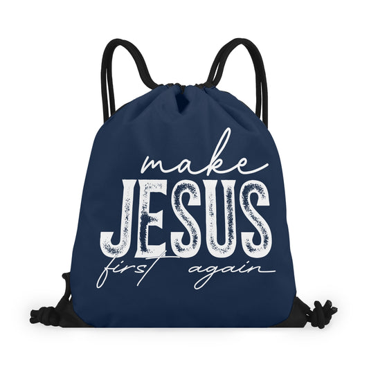 Make Him First Again Black Gym Drawstring Bag(Single-Sided Print)