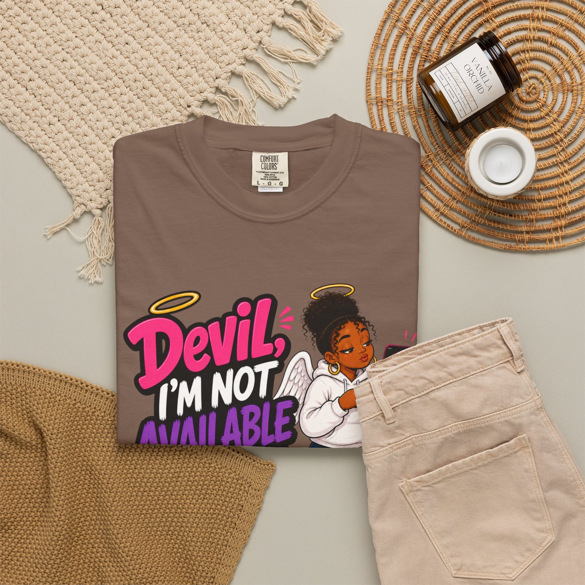 Devil, I’m Not Available for Foolishness T-Shirt — Sassy Black Girl Graphic Tee - ClaimedbyGodDesigns
