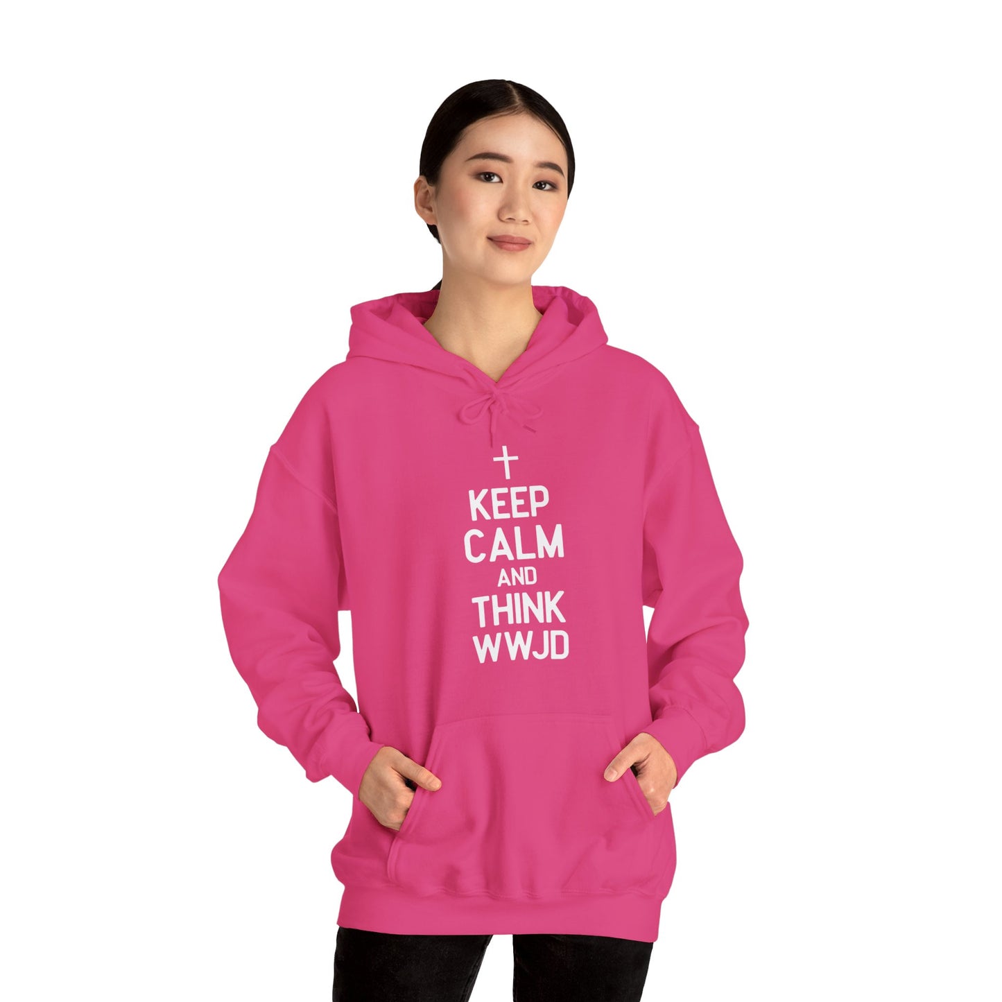 Keep Calm And Think What Would Jesus Do (wwjd)Unisex Christian Hooded Pullover Sweatshirt