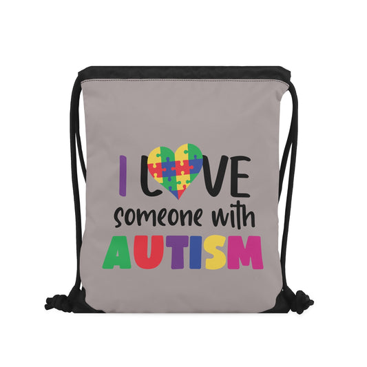 I Love Someone With Autism Drawstring Bag - Claimed by God Designs