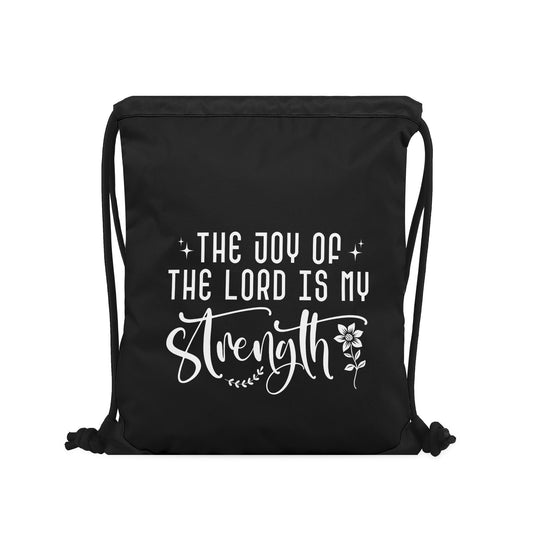 HIS Joy Is My Strength Black  Drawstring Bag(Single-Sided Print)