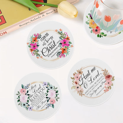 Bible Verse Decor | Christian Round Ceramic Coasters (Set of 4)
