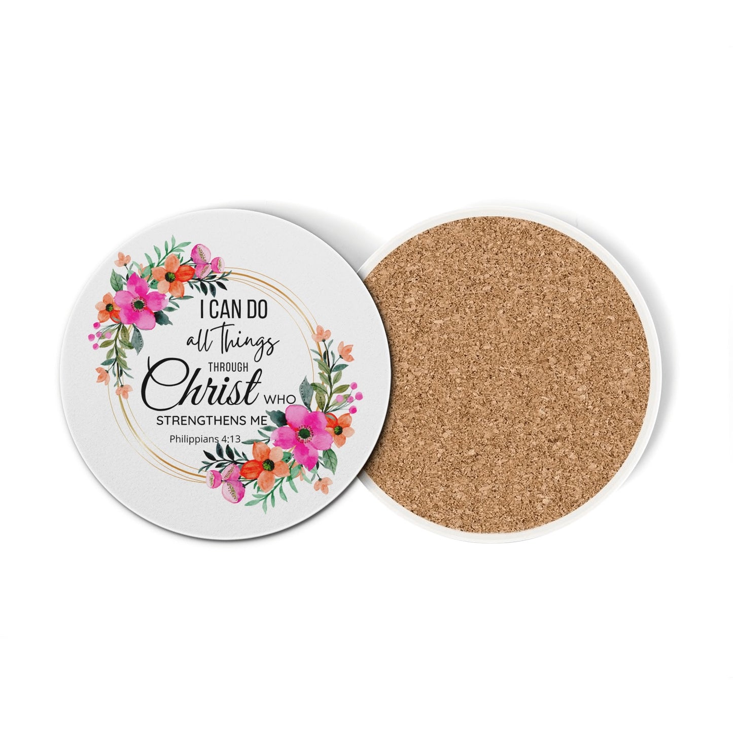Bible Verse Decor | Christian Round Ceramic Coasters (Set of 4)