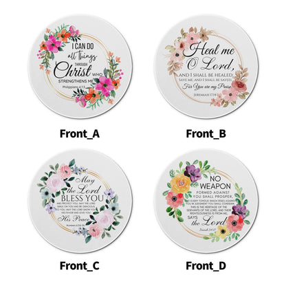 Bible Verse Decor | Christian Round Ceramic Coasters (Set of 4)