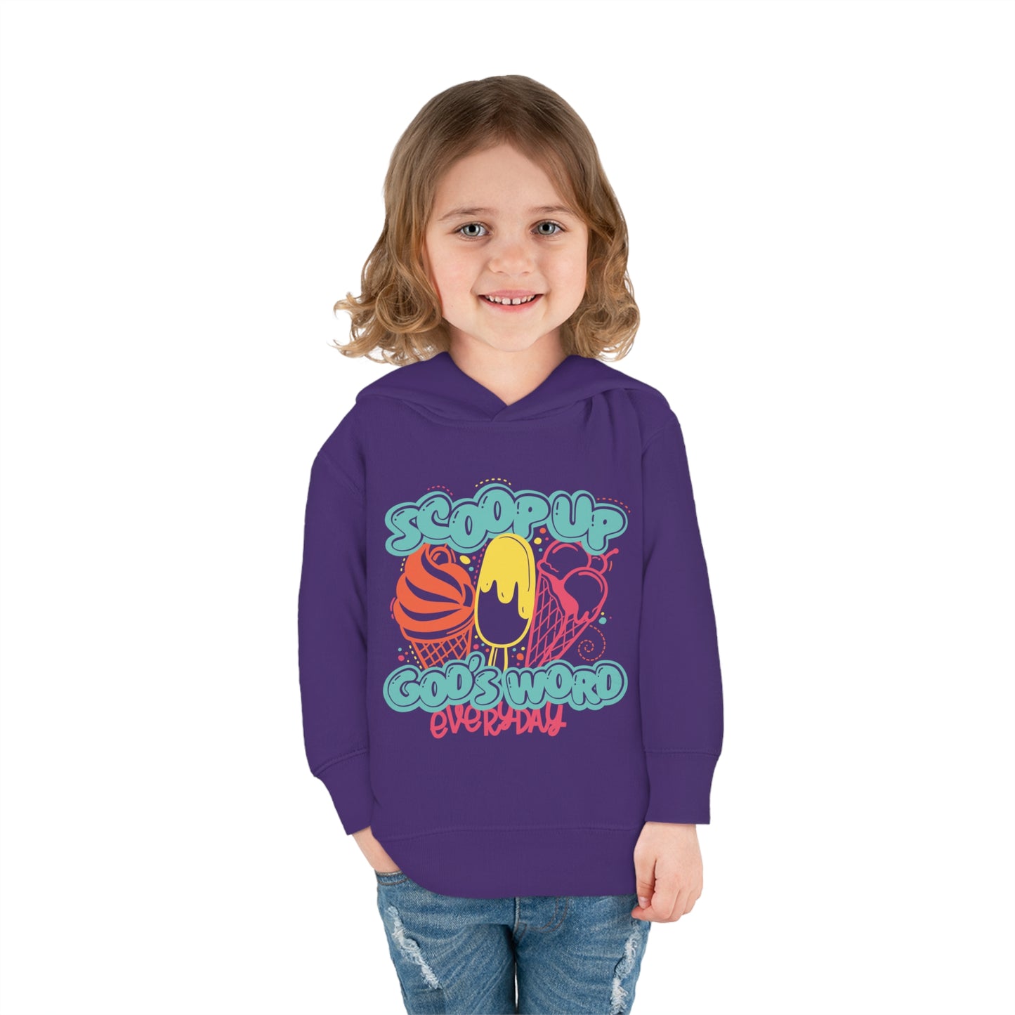 Scoop Up God's Word Everyday Christian Toddler Pullover Fleece Hooded Sweatshirt