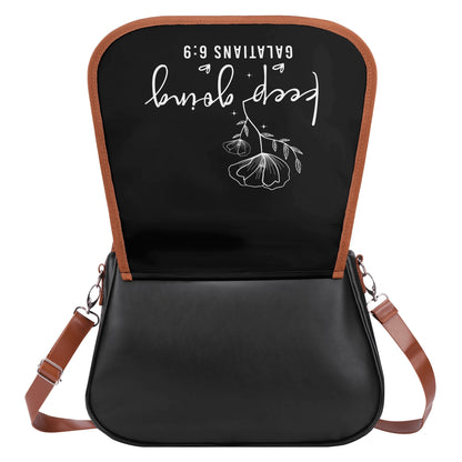 Faith-Inspired Leather Shoulder Bag | Keep Going Christian Design