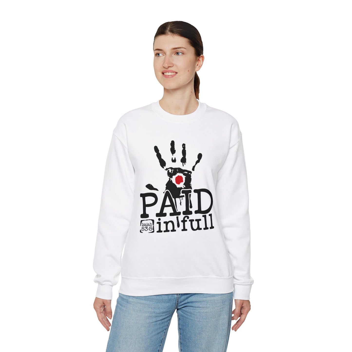 Paid In Full Jesus Paid It All Unisex Heavy Blend™ Crewneck Christian Sweatshirt