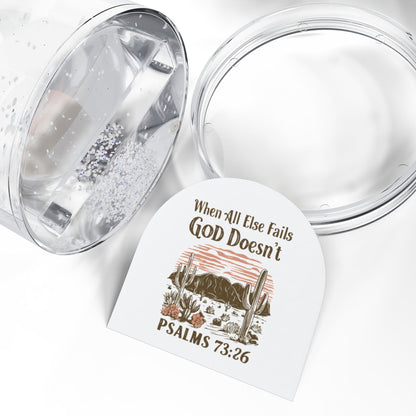 Christian Snow Globe, Religious Home Decor, Inspirational Gift, Christmas Decoration, He doesn't fail