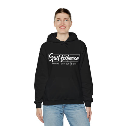 Christian Hooded Sweatshirt -Confidence In Him Knowing I Can't But He Can