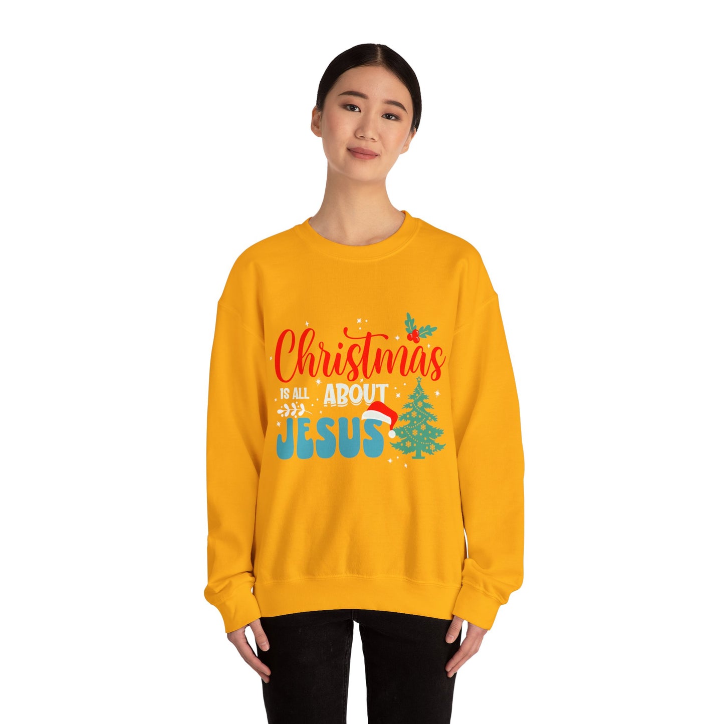 Christmas Is All About Jesus (Christmas Themed) Unisex Heavy Blend™ Crewneck Christian Sweatshirt