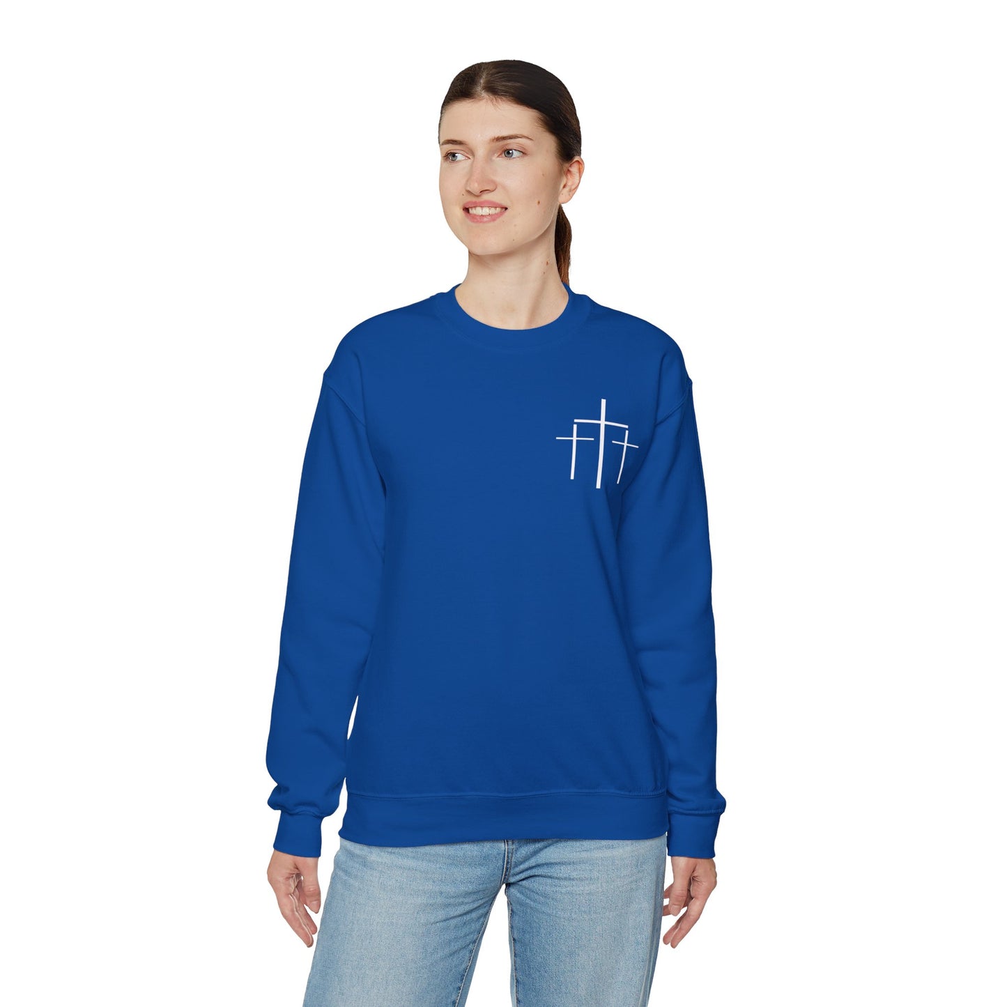 Faith Over Fear 3 Crosses  Unisex Heavy Blend™ Crewneck Christian Sweatshirt