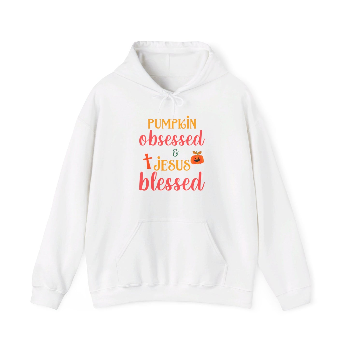 Pumpkin Obsessed And Jesus Blessed Halloween Unisex Christian Pullover Hooded Sweatshirt