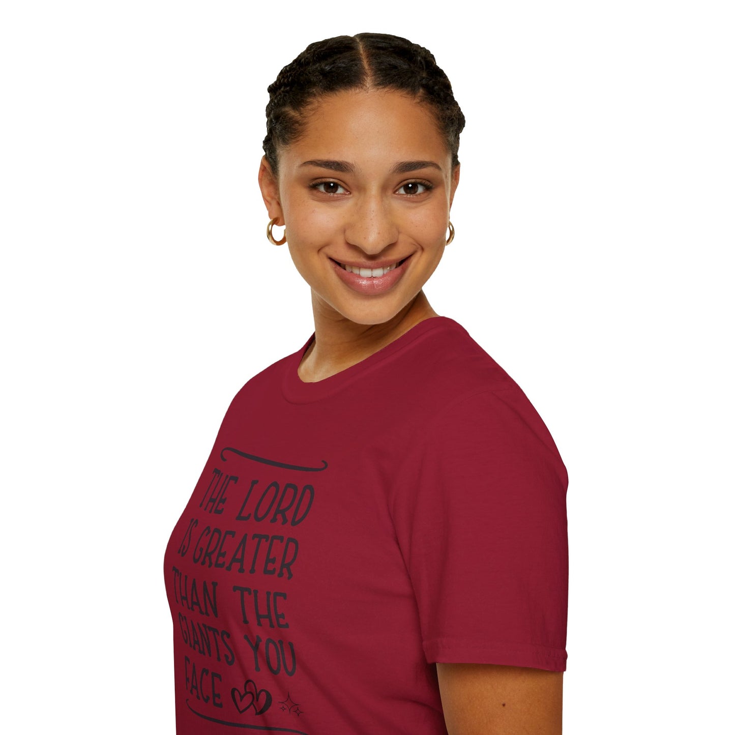 The Lord Is Greater Than The Giants You Face Women's Christian T-shirt