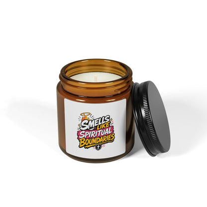 Candle — "Smells Like Spiritual Boundaries" Scented Soy Candle (Amber Jar)