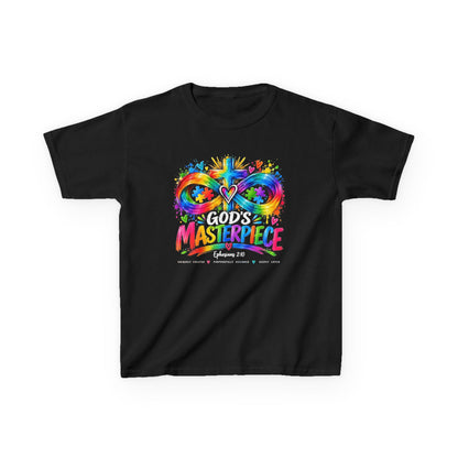 God's Masterpiece autism awareness youth t-shirt with infinity heart