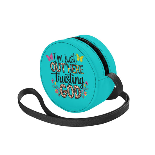 I'm Just Out Here Trusting Him Christian Kids PU Small Round Bag Children Purse