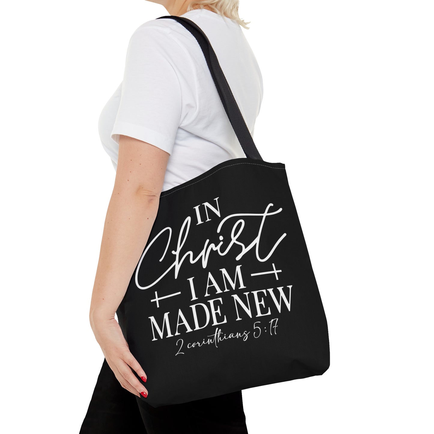 In Christ I Am Made New Christian Tote Bag