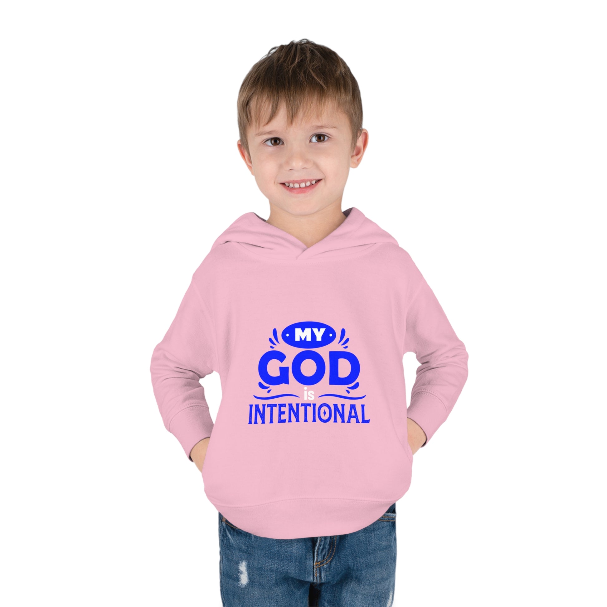 My God Is Intentional Toddler Pullover Fleece Hoodie Printify