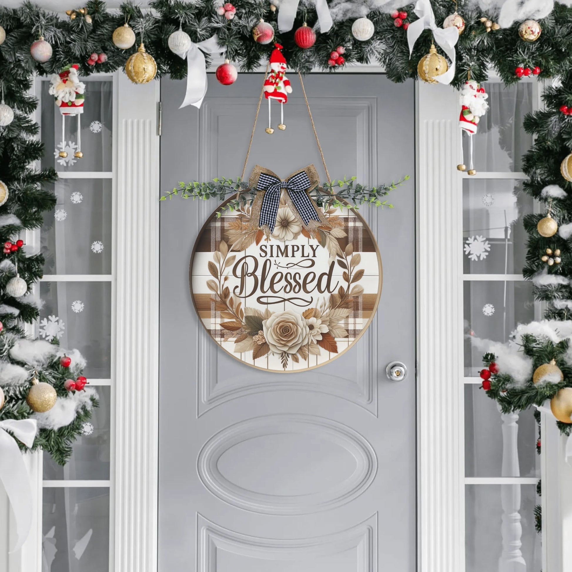 Simply Blessed Round Acrylic Hanging Welcome Sign Front for Door Decoration Wall Sign - ClaimedbyGodDesigns