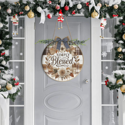 Simply Blessed Round Acrylic Hanging Welcome Sign Front for Door Decoration Wall Sign - ClaimedbyGodDesigns
