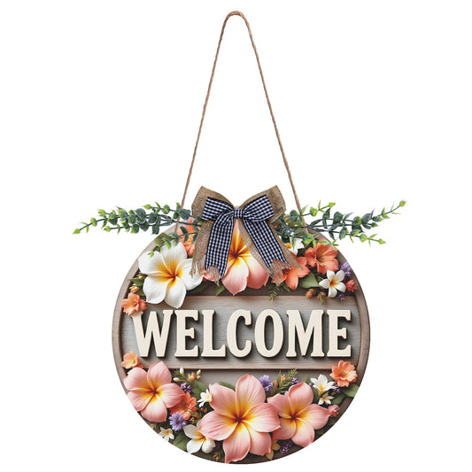 Welcome Round Acrylic Hanging Welcome Sign Front for Door Decoration Wall Sign - ClaimedbyGodDesigns