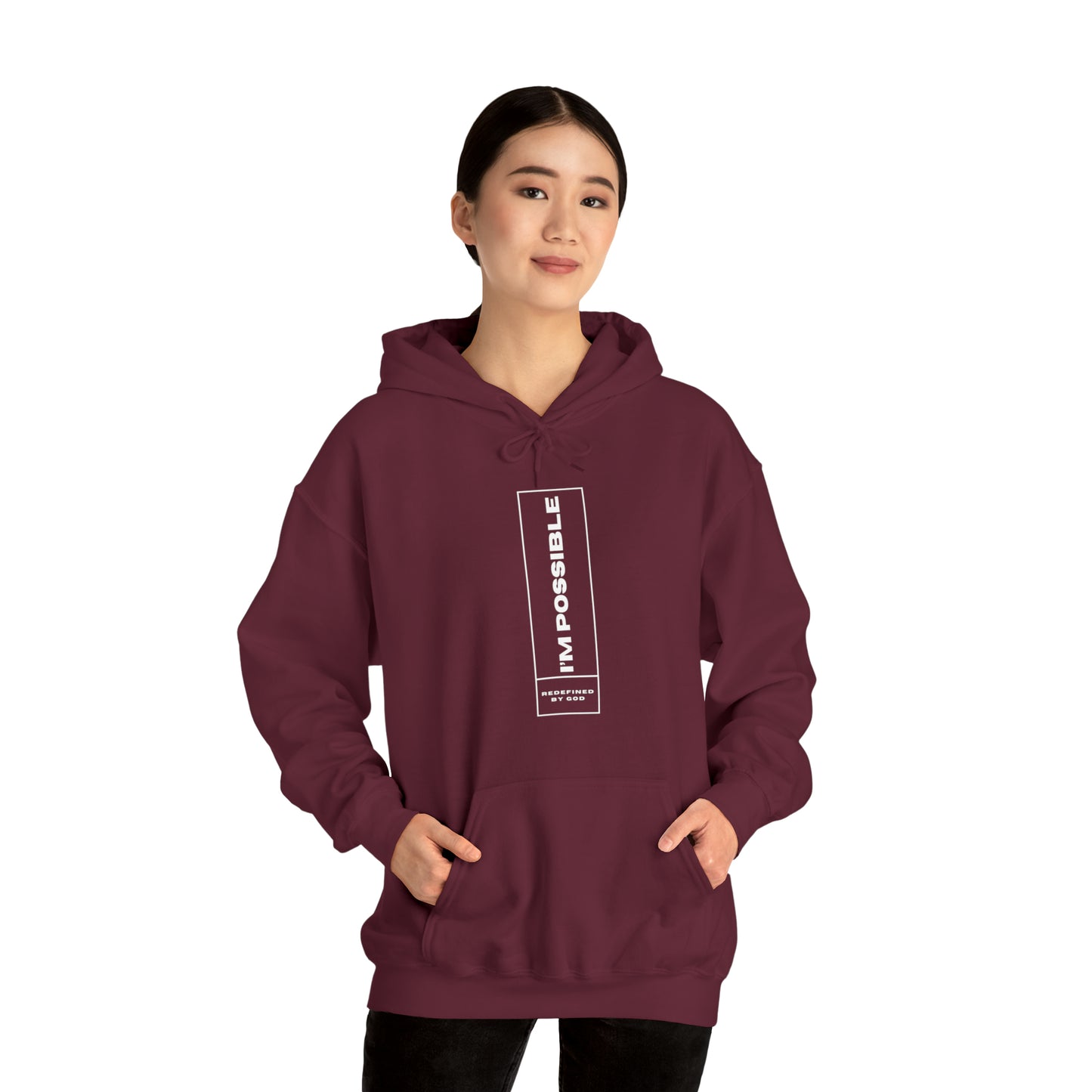 I'm Possible Redefined By God Unisex Hooded Sweatshirt Printify