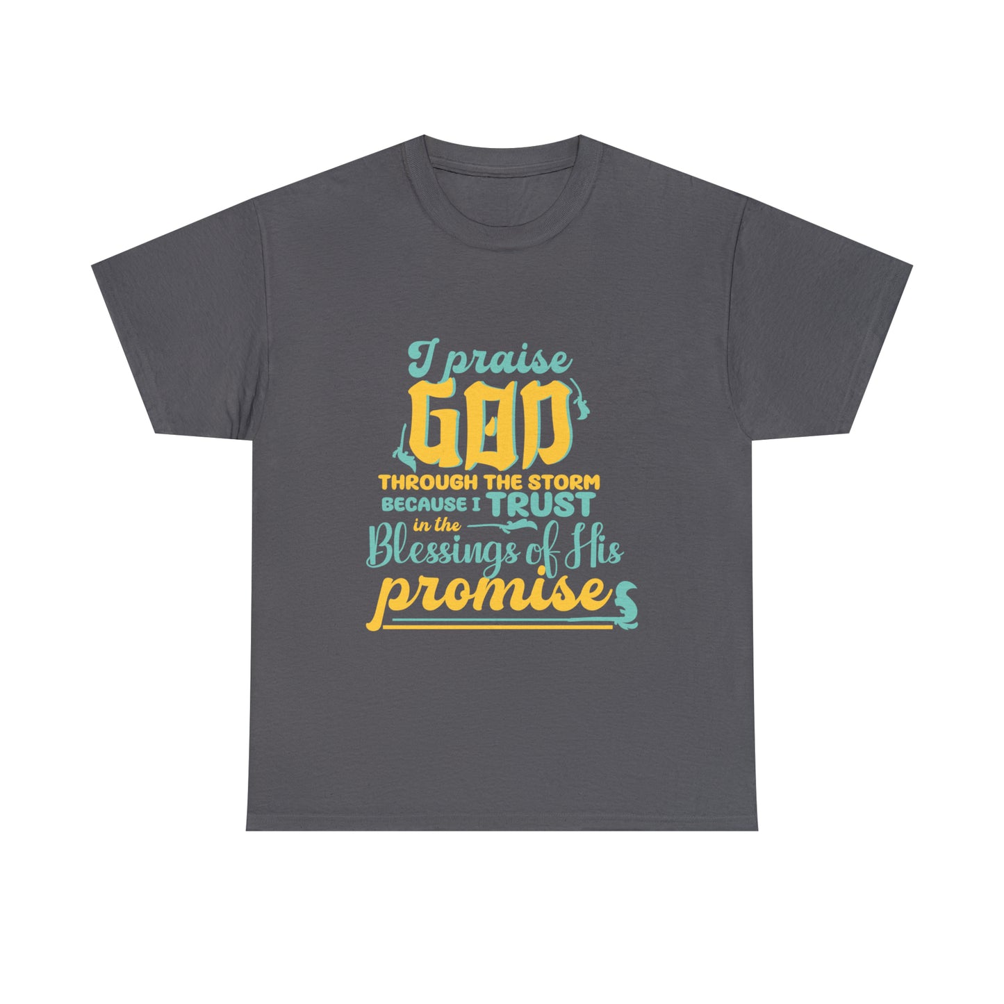 I Praise God Through The Storm Because I Trust In The Blessings Of His Promise Unisex Heavy Cotton Tee