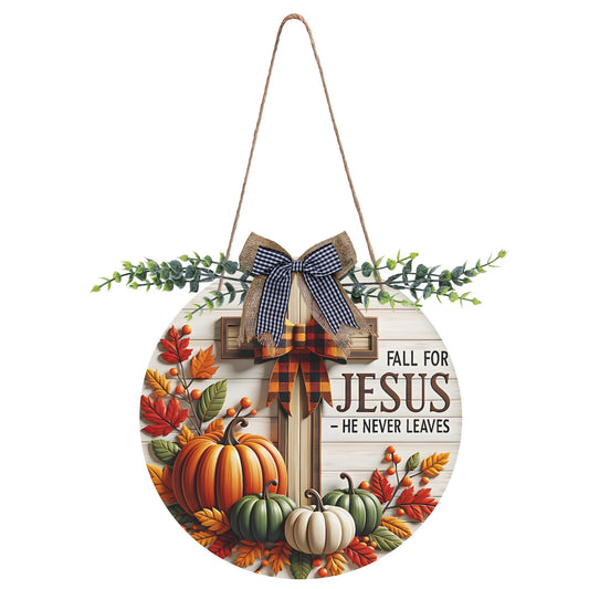 Fall For Him Round Acrylic Hanging Welcome Sign Front for Door Decoration Wall Sign - ClaimedbyGodDesigns