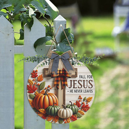 Fall For Him Round Acrylic Hanging Welcome Sign Front for Door Decoration Wall Sign - ClaimedbyGodDesigns