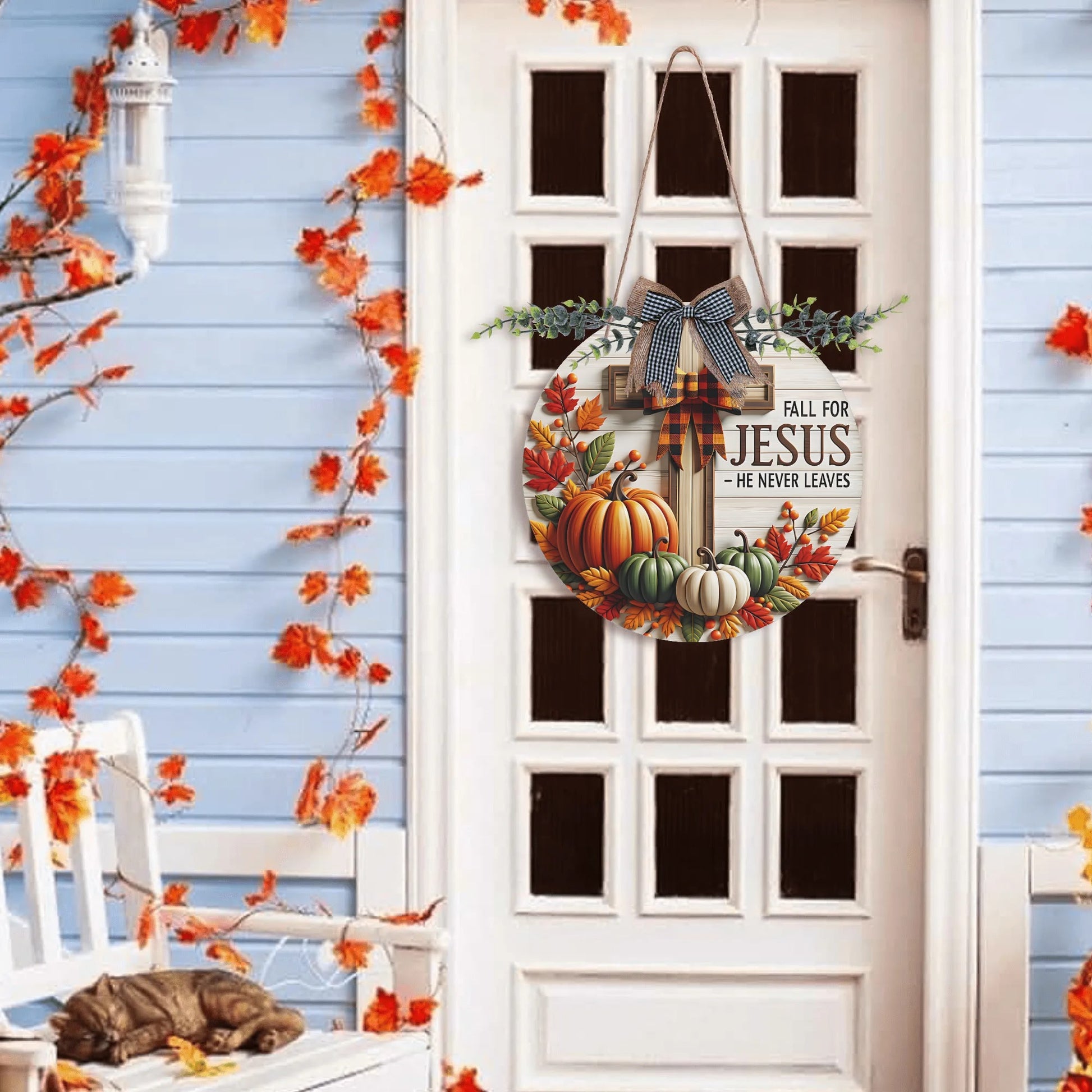 Fall For Him Round Acrylic Hanging Welcome Sign Front for Door Decoration Wall Sign - ClaimedbyGodDesigns