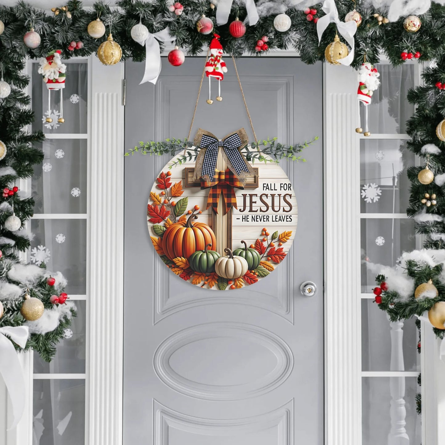 Fall For Him Round Acrylic Hanging Welcome Sign Front for Door Decoration Wall Sign - ClaimedbyGodDesigns