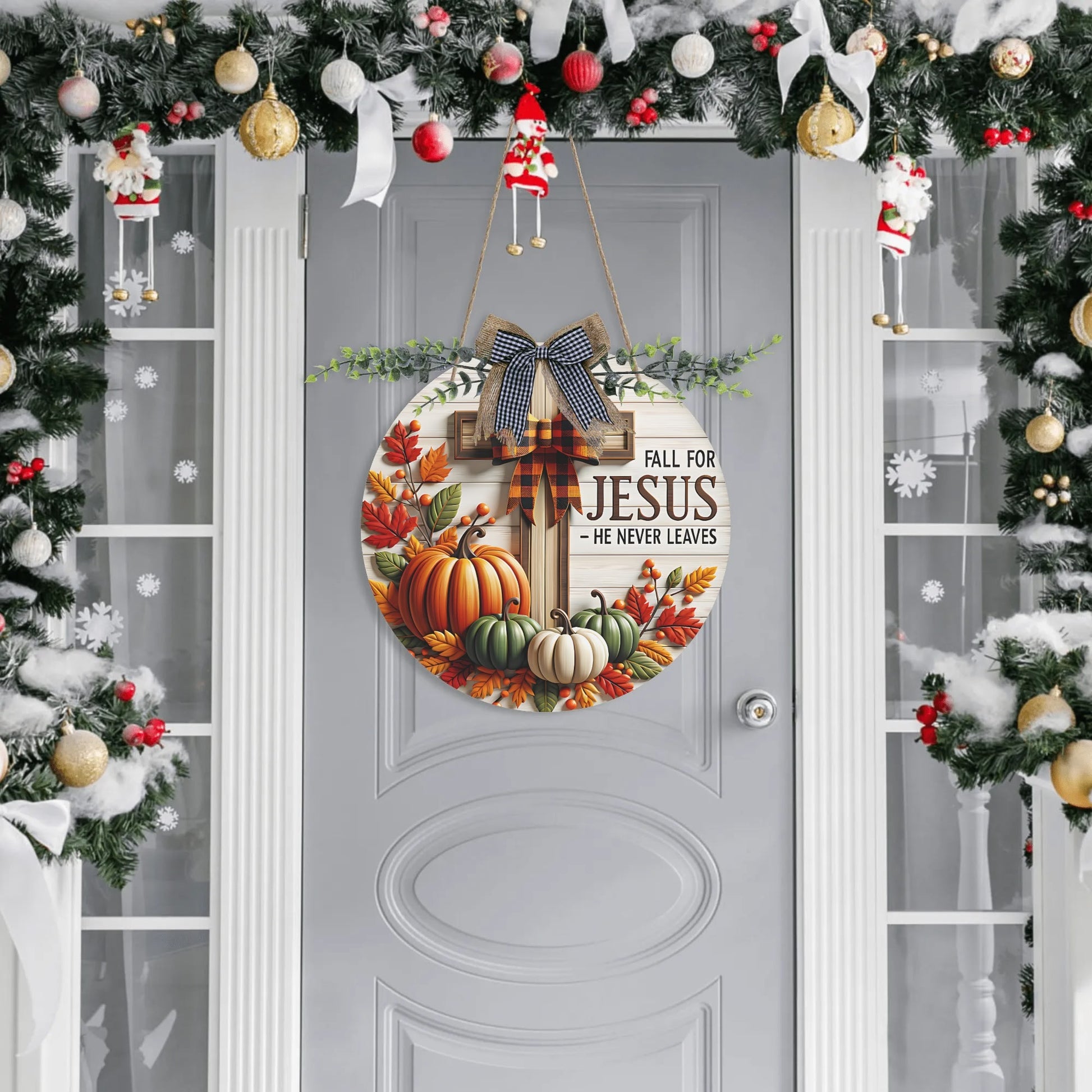 Fall For Him Round Acrylic Hanging Welcome Sign Front for Door Decoration Wall Sign - ClaimedbyGodDesigns