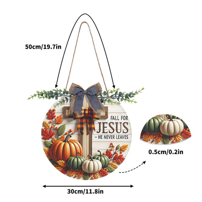 Fall For Him Round Acrylic Hanging Welcome Sign Front for Door Decoration Wall Sign - ClaimedbyGodDesigns