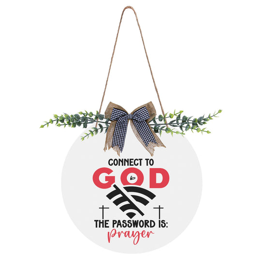 Connect To Him Round Acrylic Hanging Welcome Sign Front for Door Decoration Wall Sign - ClaimedbyGodDesigns