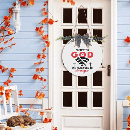 Connect To Him Round Acrylic Hanging Welcome Sign Front for Door Decoration Wall Sign - ClaimedbyGodDesigns