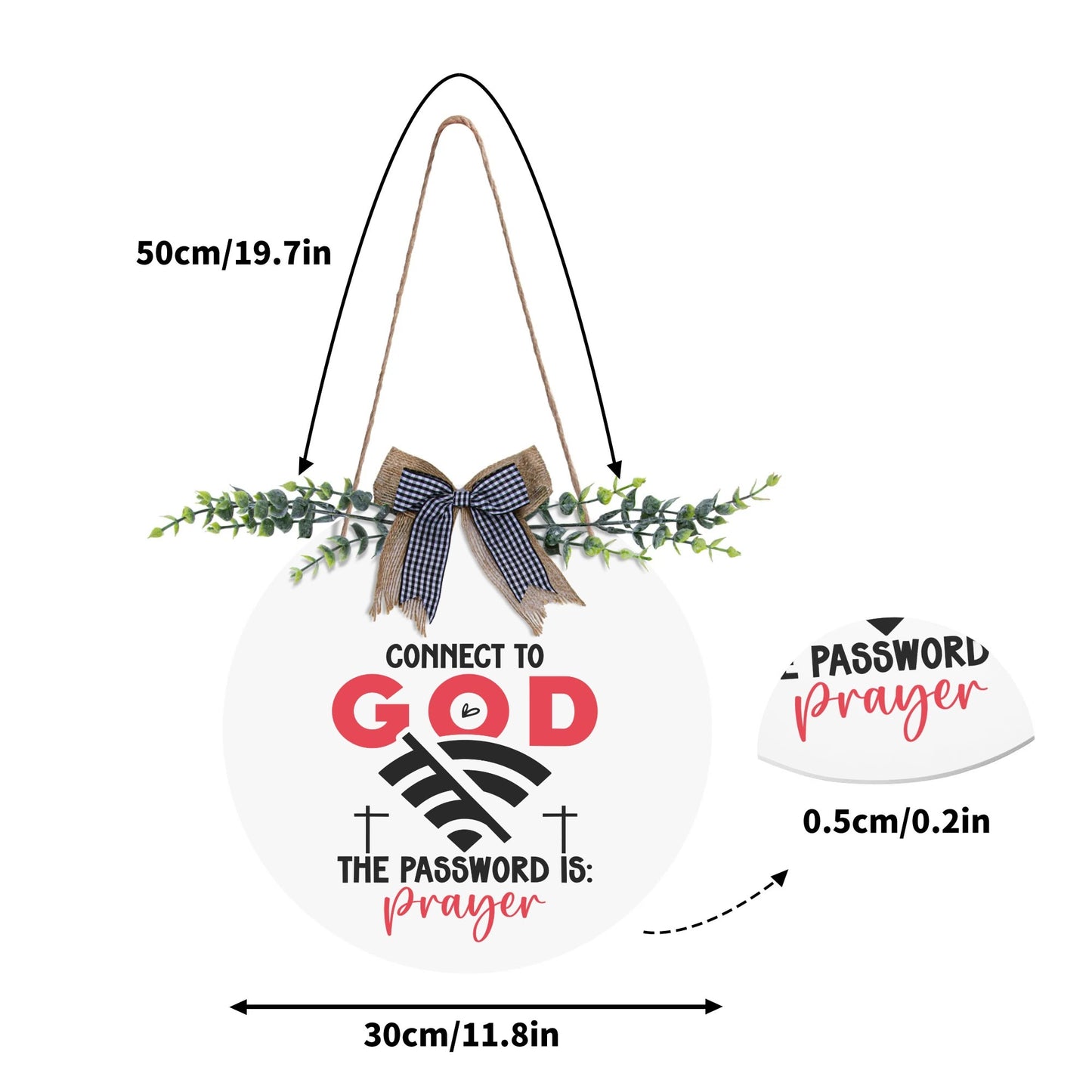 Connect To Him Round Acrylic Hanging Welcome Sign Front for Door Decoration Wall Sign - ClaimedbyGodDesigns