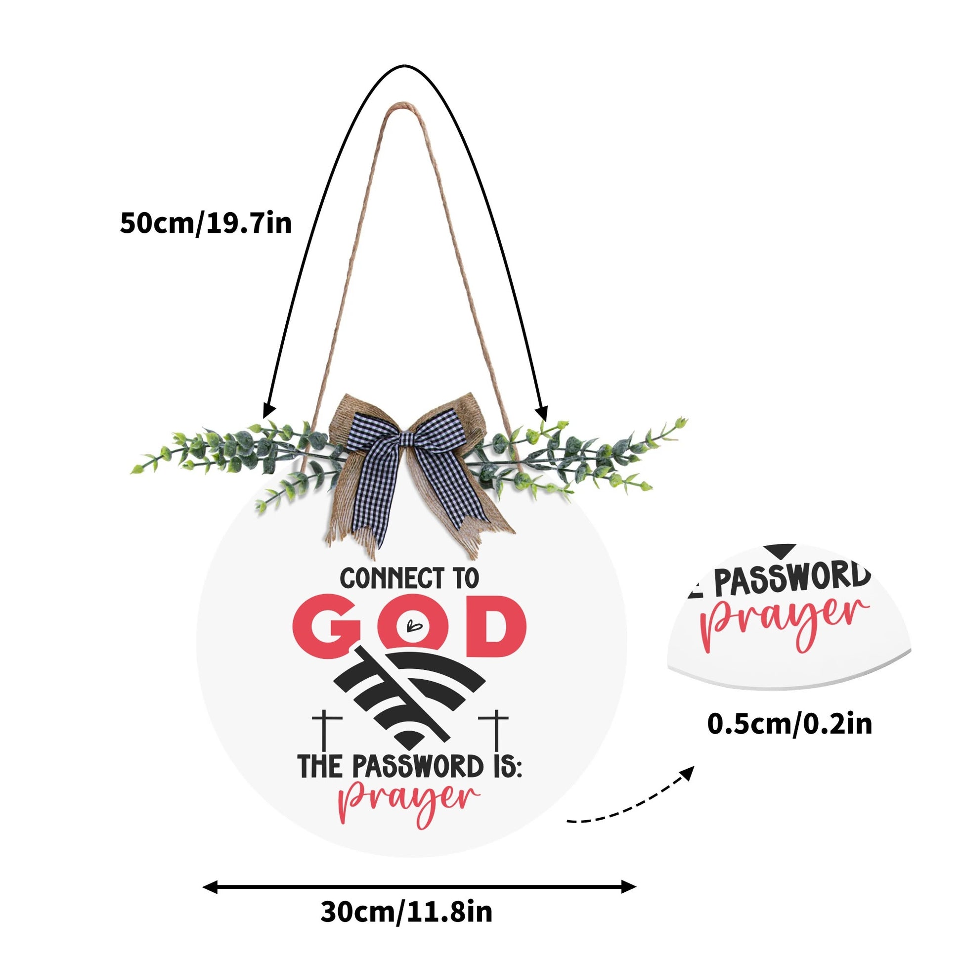 Connect To Him Round Acrylic Hanging Welcome Sign Front for Door Decoration Wall Sign - ClaimedbyGodDesigns